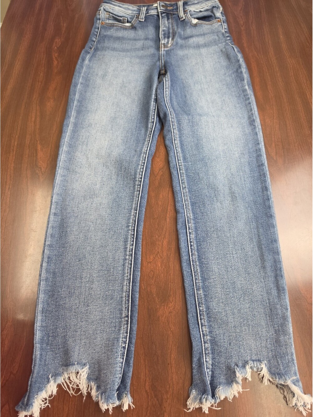 Cello High Rise Straight Leg Jeans Size 3 Raw Hem Distressed Y2K Grunge Casual